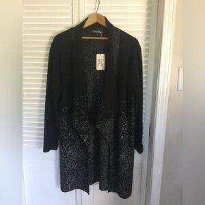 Cherie Bliss Black/Silver Long Cardigan, One Size